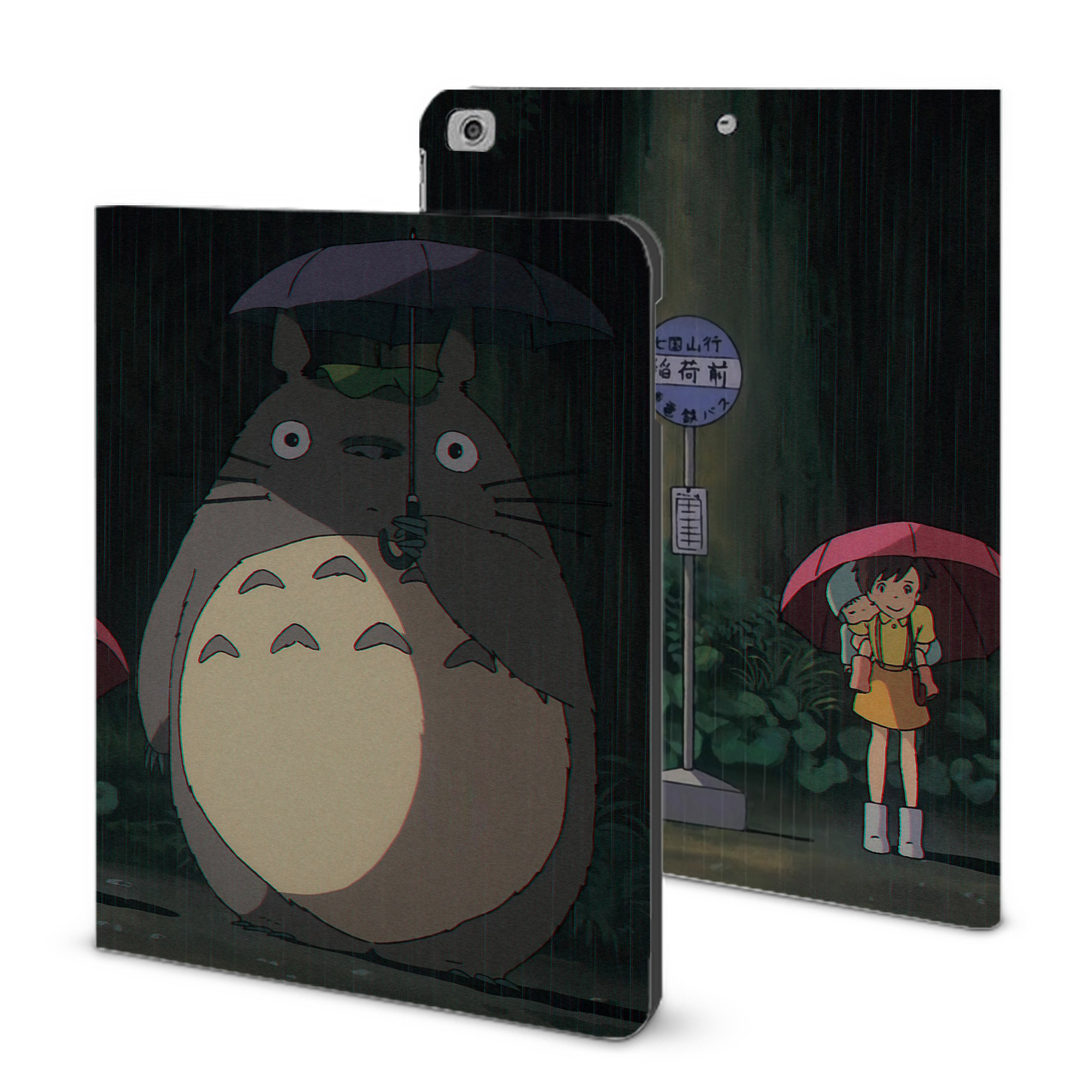 （画像用） となりのトトロ 草壁メイ 草壁サツキ My Neighbor Totoro Satsuki Kusakabe Mei Kusakabe IPad ケース ブック型 PUレザー TPU 耐衝撃 軽量 薄型 ペン収納なし 全面保護 IPad 各モデル対応